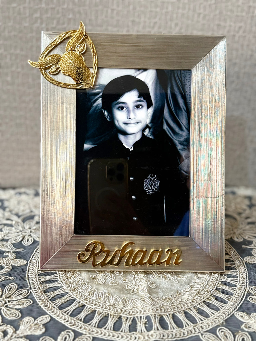 Personalised Zodiac Silver Frame – With Handcrafted Filigree Motif