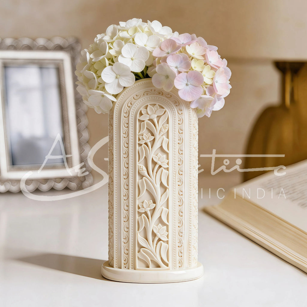 Ivory Look-Alike Dual Harmony Vases 12 inch