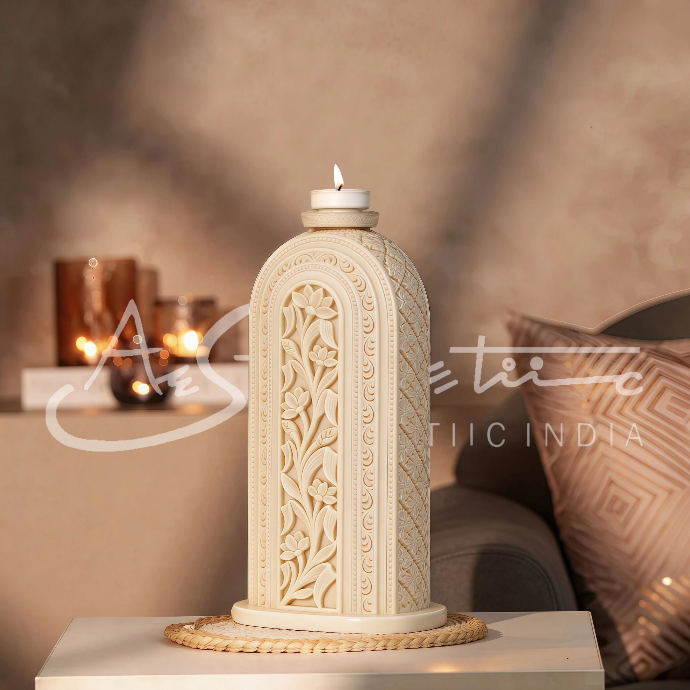 Ivory Look-Alike Dual Harmony Vases 10 Inch