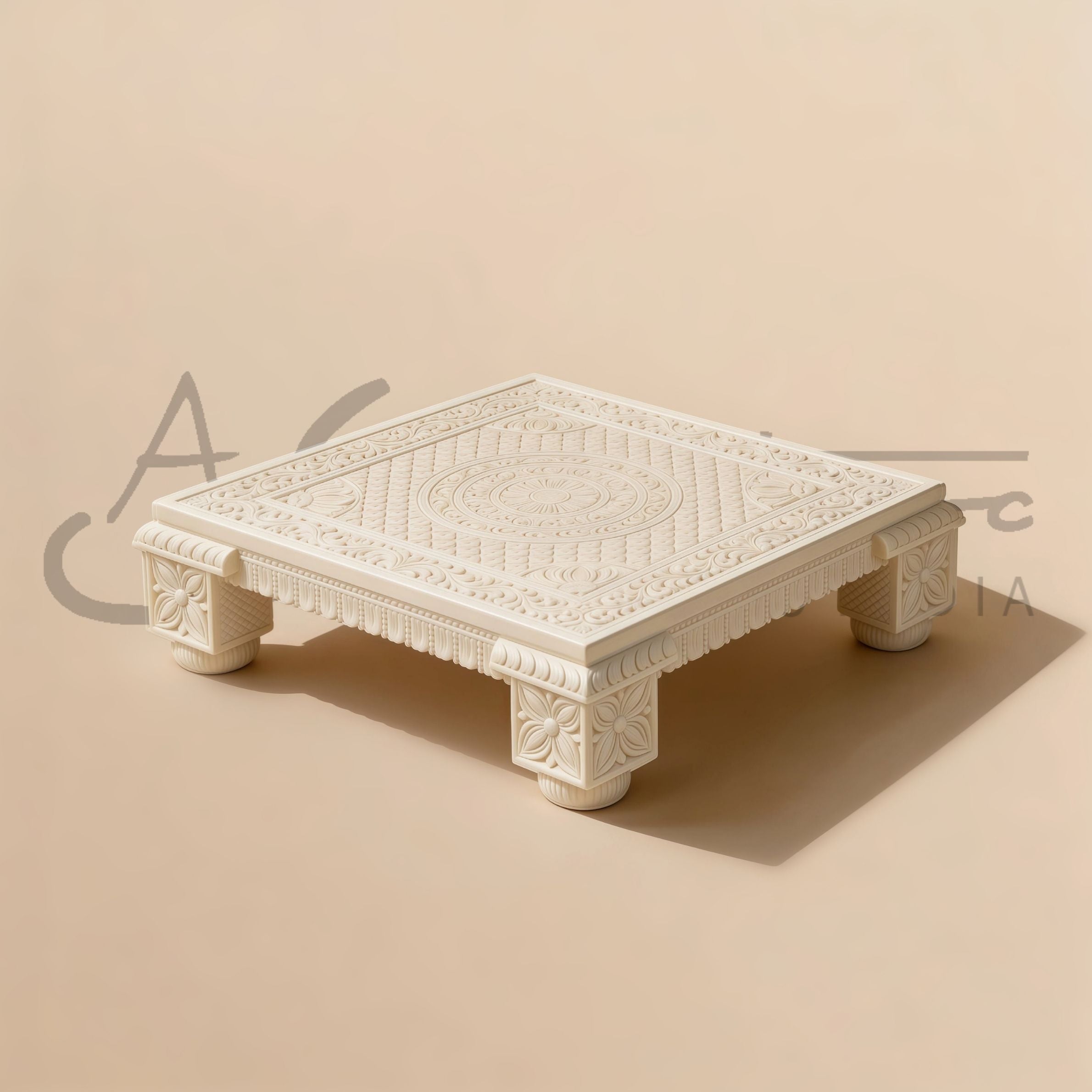 Ivory Look Alike Chowki 12 inch