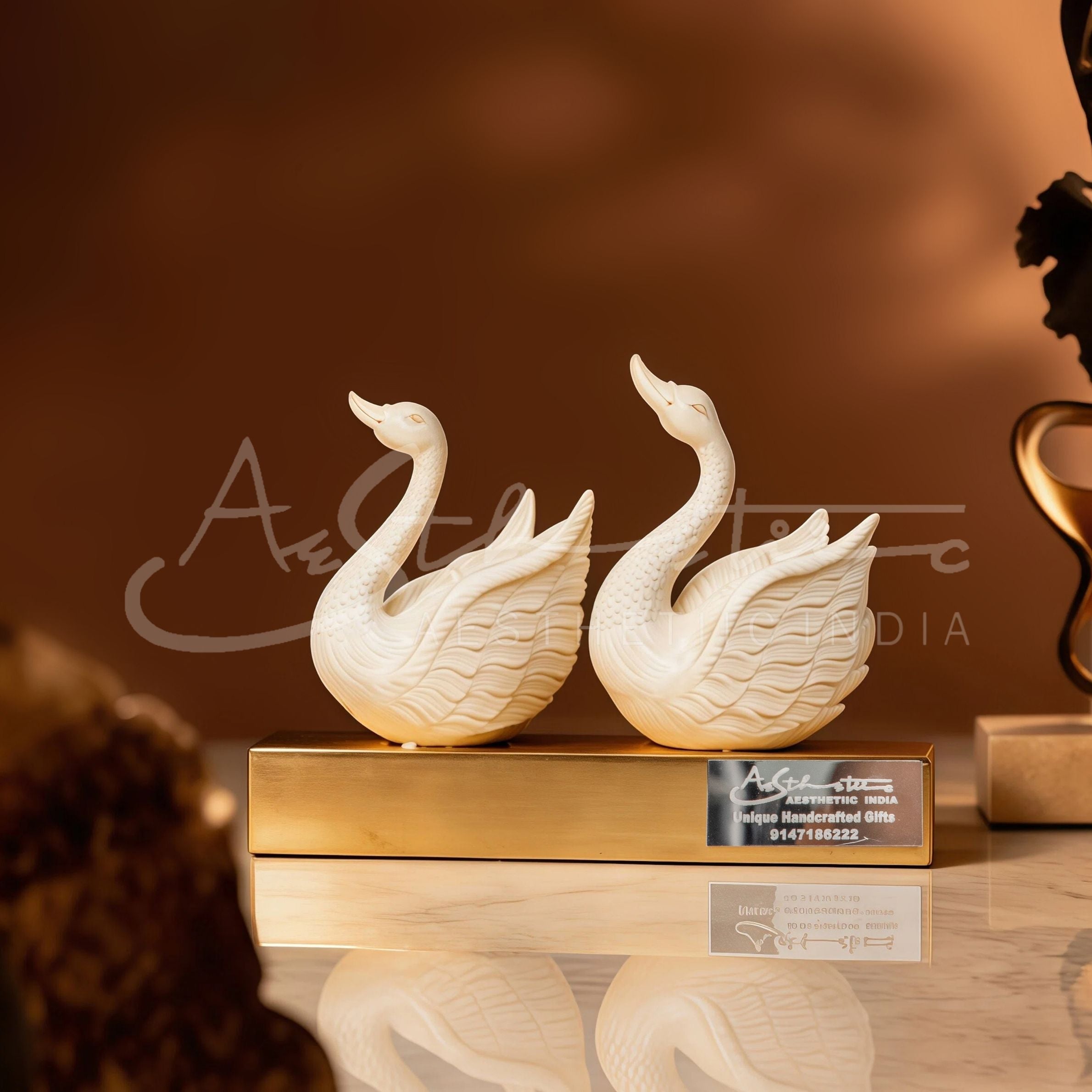 Ivory Look-Alike Swan Pair