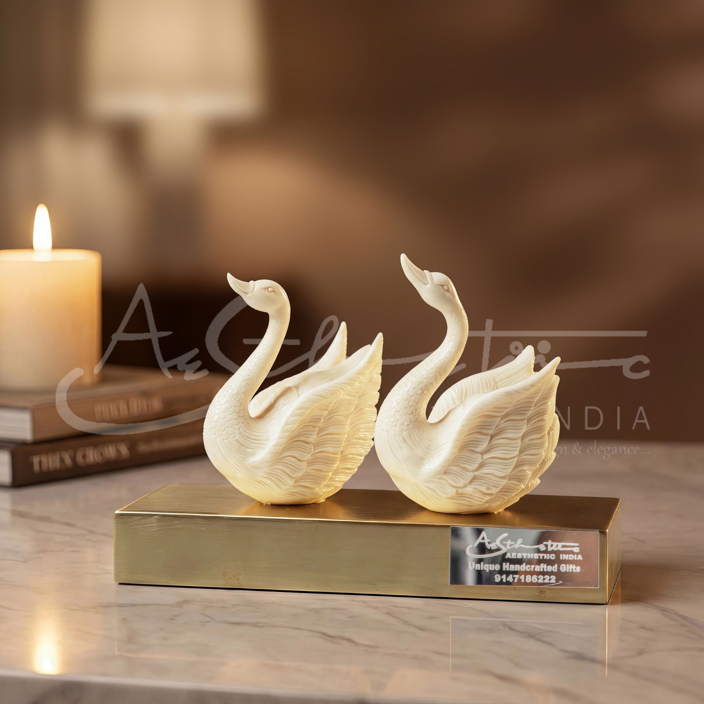 Ivory Look-Alike Swan Pair