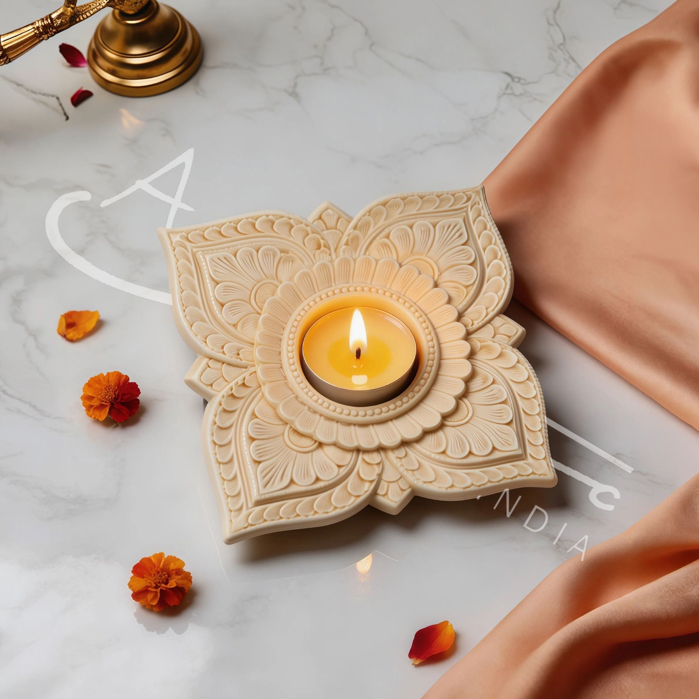 Ivory Look-Alike Lotus Tealight Holder