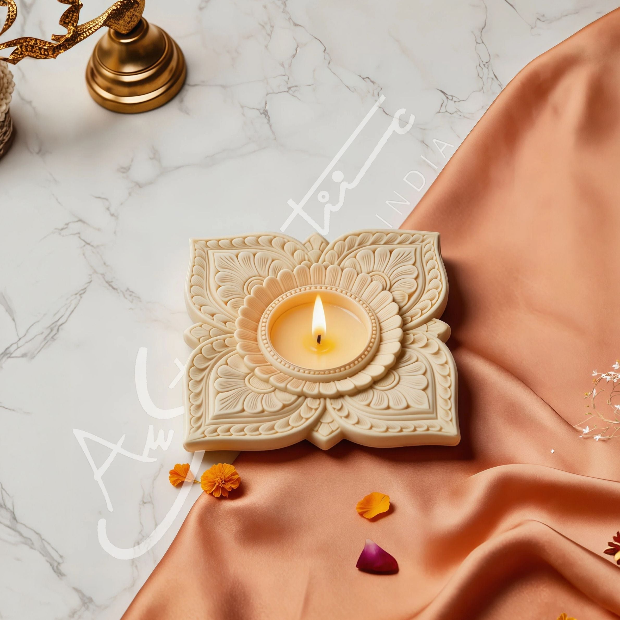Ivory Look-Alike Lotus Tealight Holder