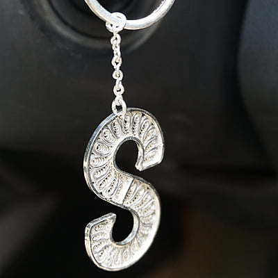 Dazzling Initials Fancy Alphabet Keychain