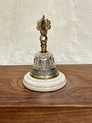 Silver Filigree Brass Hand Bell | Puja Bells for Home & Silver Gifting