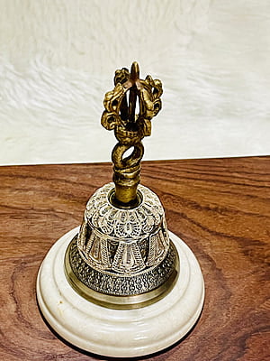 Silver Filigree Brass Hand Bell | Puja Bells for Home & Silver Gifting