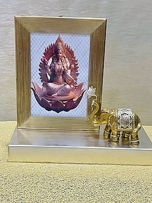 Graceful Elephant and Lotus Silver Filigree Photo Frame